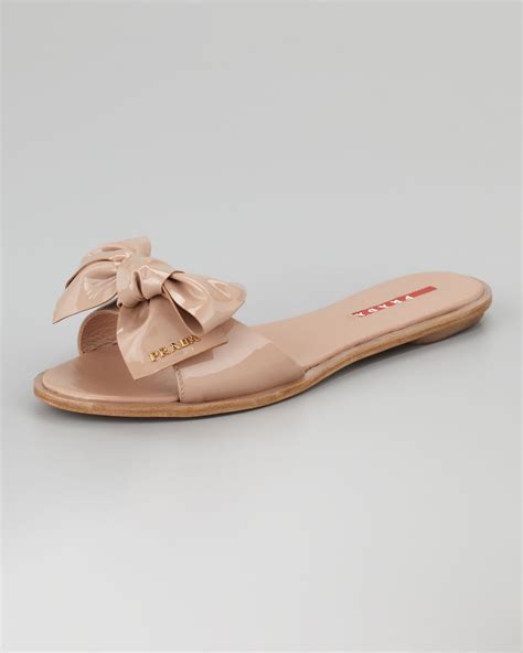 prada bow slide sandal|Prada denim sandals.